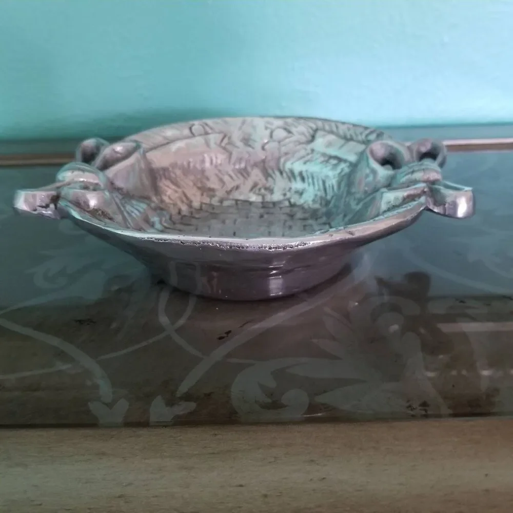 Vintage Pewter Bowl Made In Mexico, Decorative Bowl Centerpiece